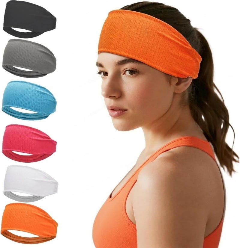 LECHI Sweat Headbands for Men,6 Pack Workout Sports Hairband for Gym, Ideal for Fitness,Running,Cycling,Hike - Image 1